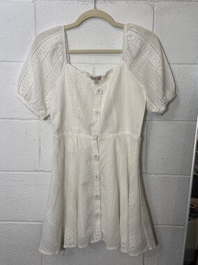 GB girls Ivory Eyelet Button-Front Peasant Tunic